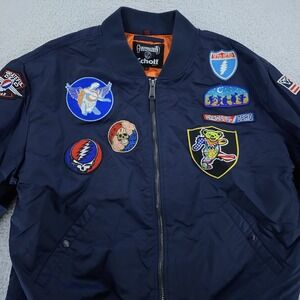 Schott Grateful Dead Bomber Jacket Mens 4XL Limited Edition Navy Patch Art Nylon